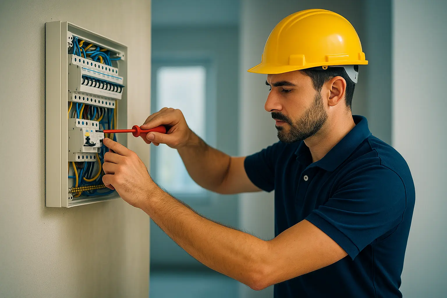 אביב לוי, חשמלאי מקצועי בעבודה