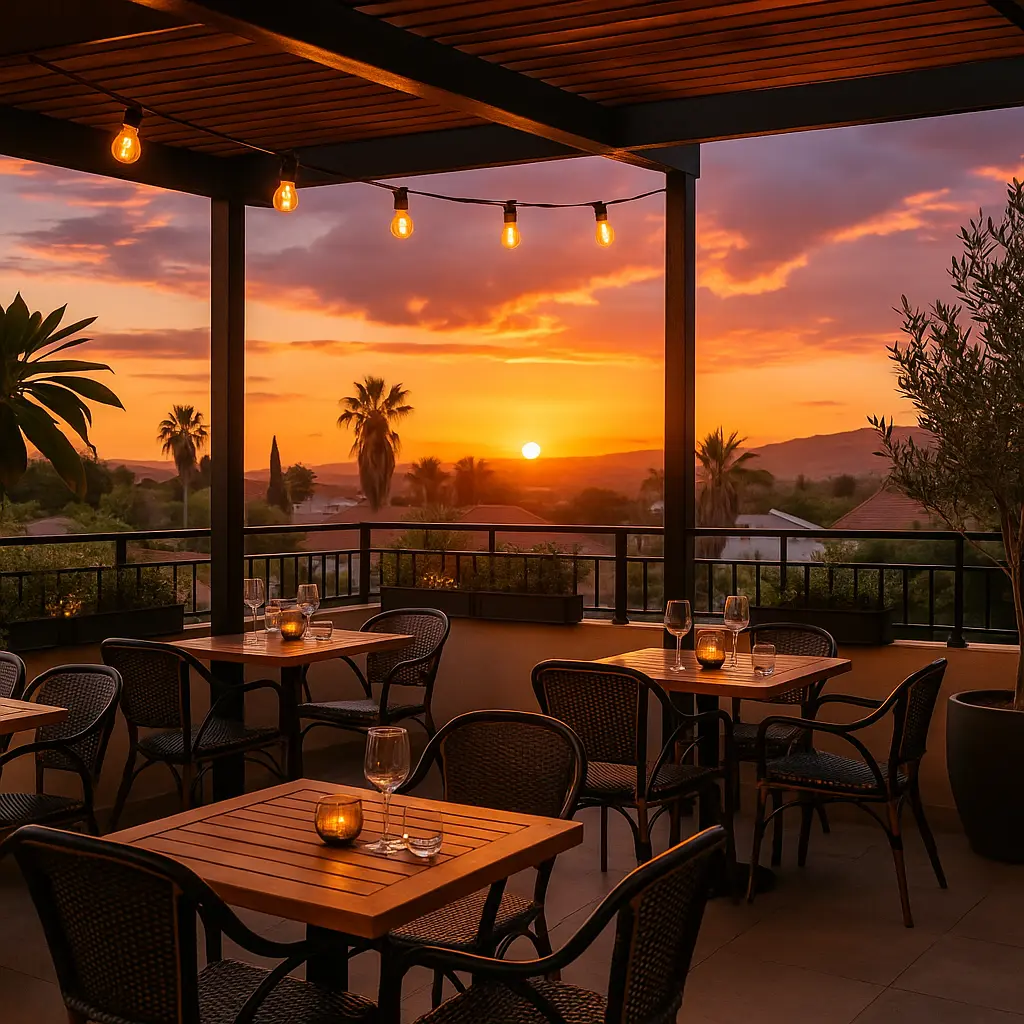 מרפסת בשעת שקיעה