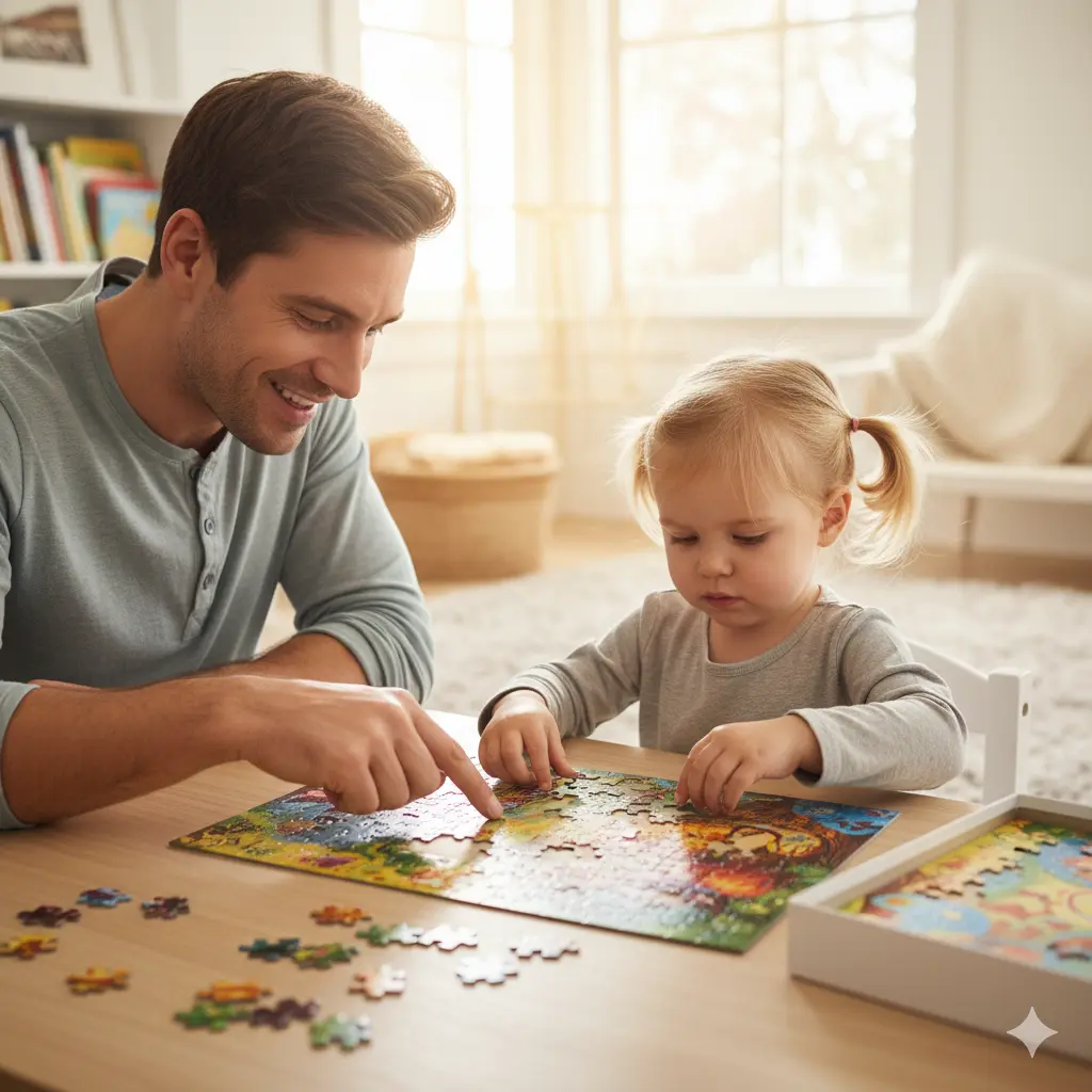 הורה וילד מרכיבים פאזל