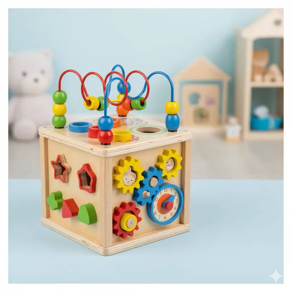 קוביית פעילות מעץ