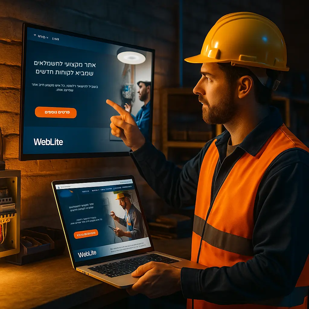 בניית אתר לחשמלאים – חשמלאי מקצועי בוחן לוח חשמל