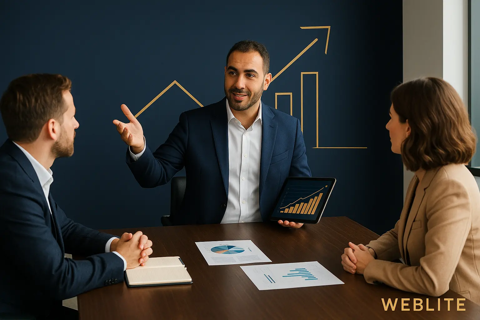 יועץ עסקי מקצועי בפגישה – בניית אתר שמייצג מקצועיות